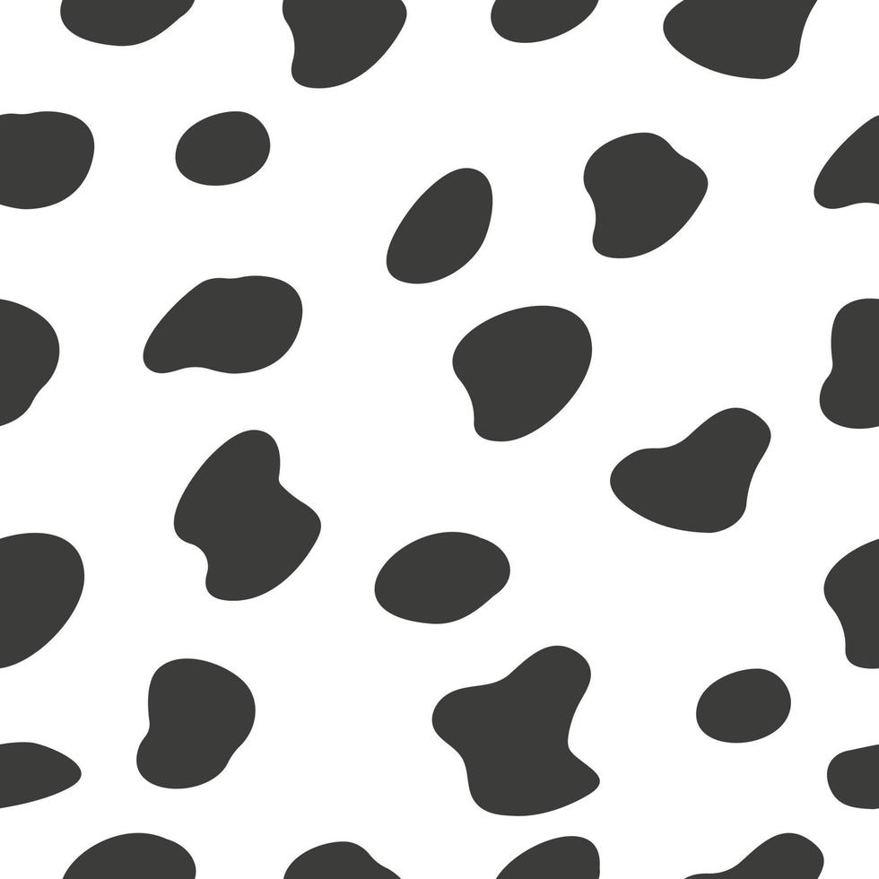Cow spots seamless pattern. Animal black and white print. Dalmatian skin vector illustration