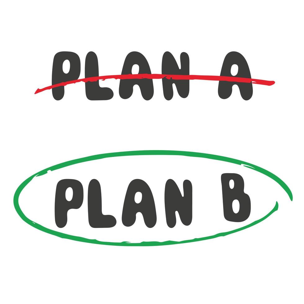 Plan A vs plan B choosing between two paths, action planning. Flat vector illustration.