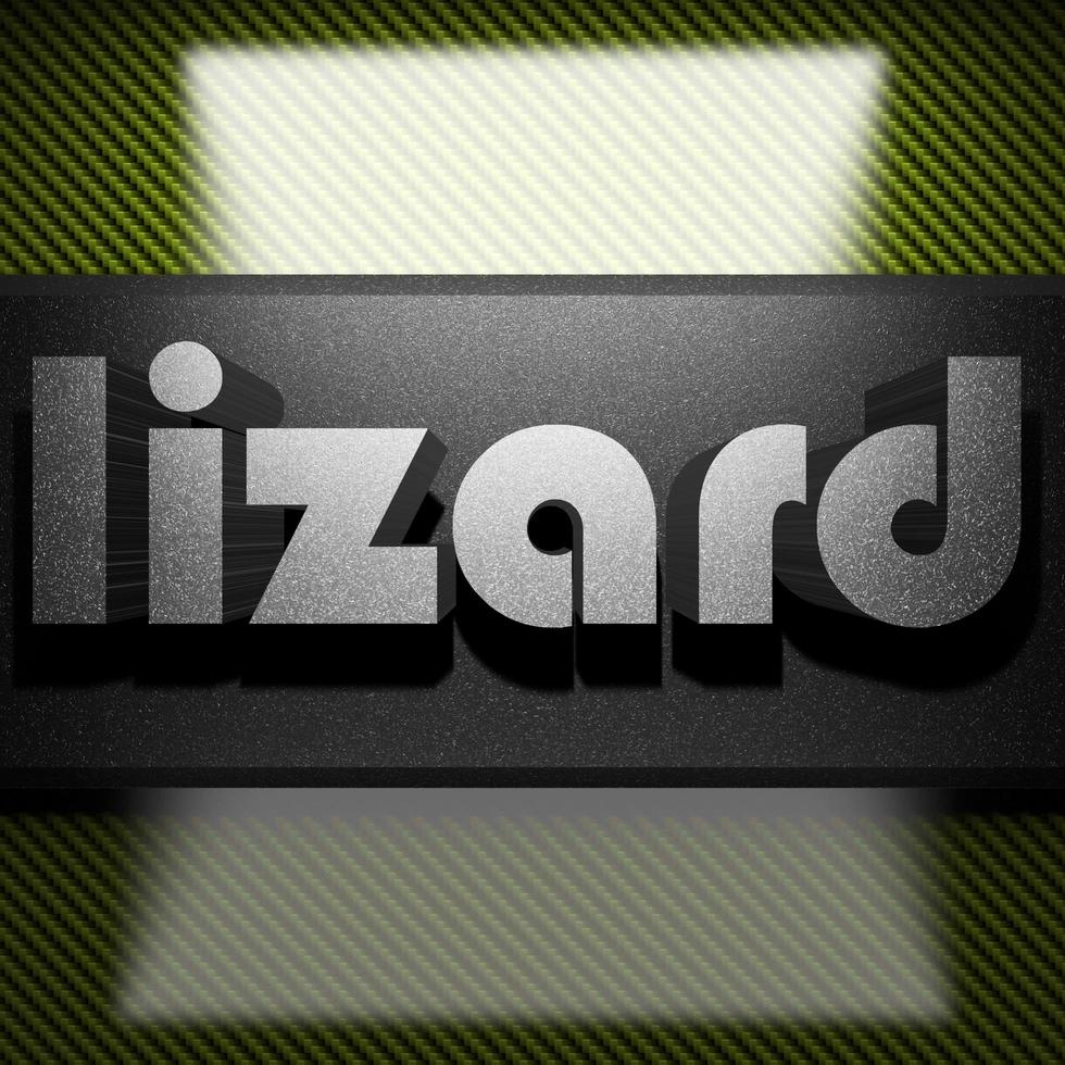 lizard word of iron on carbon photo