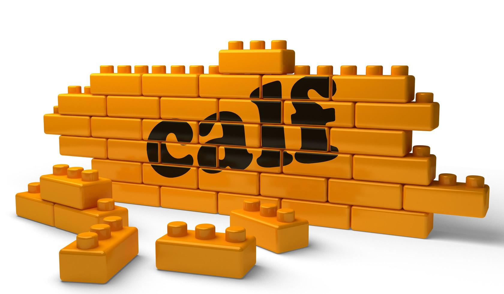 calf word on yellow brick wall photo