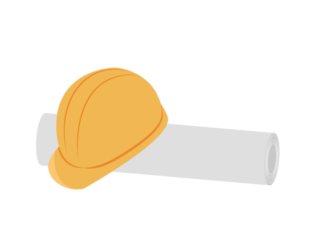 construction helmet with blueprints on white vector
