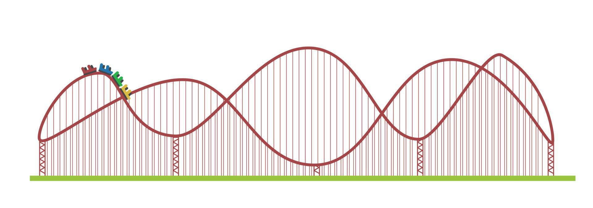 paseo en montaña rusa en el parque de atracciones vector