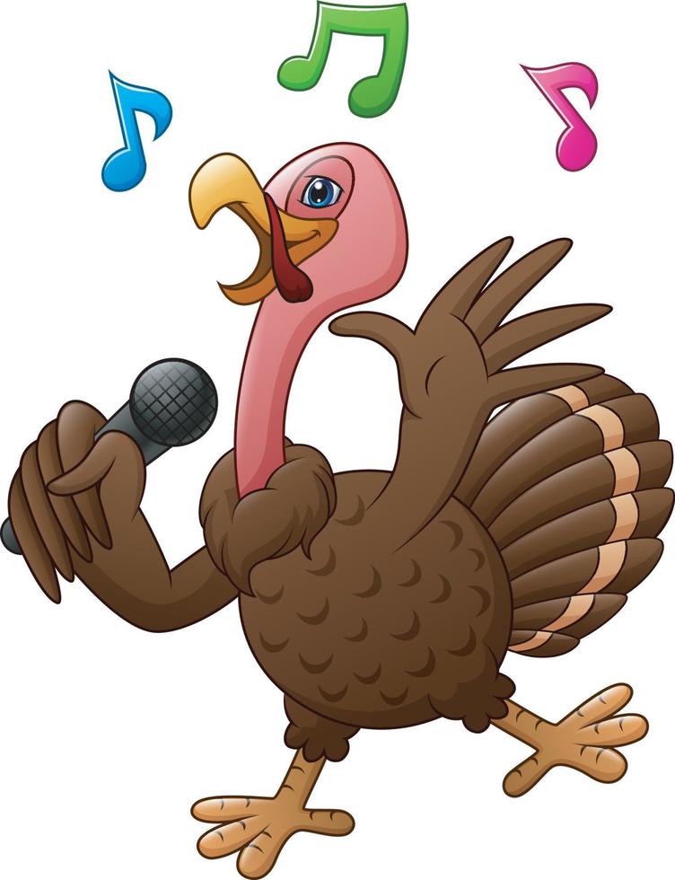 feliz día de acción de gracias cantando pavo genial vector