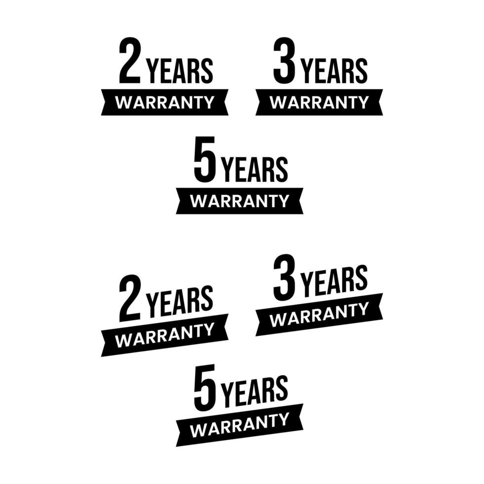 Two Three Five Years Warranty Products Repair Replacement Label Icon Badge Design Vector