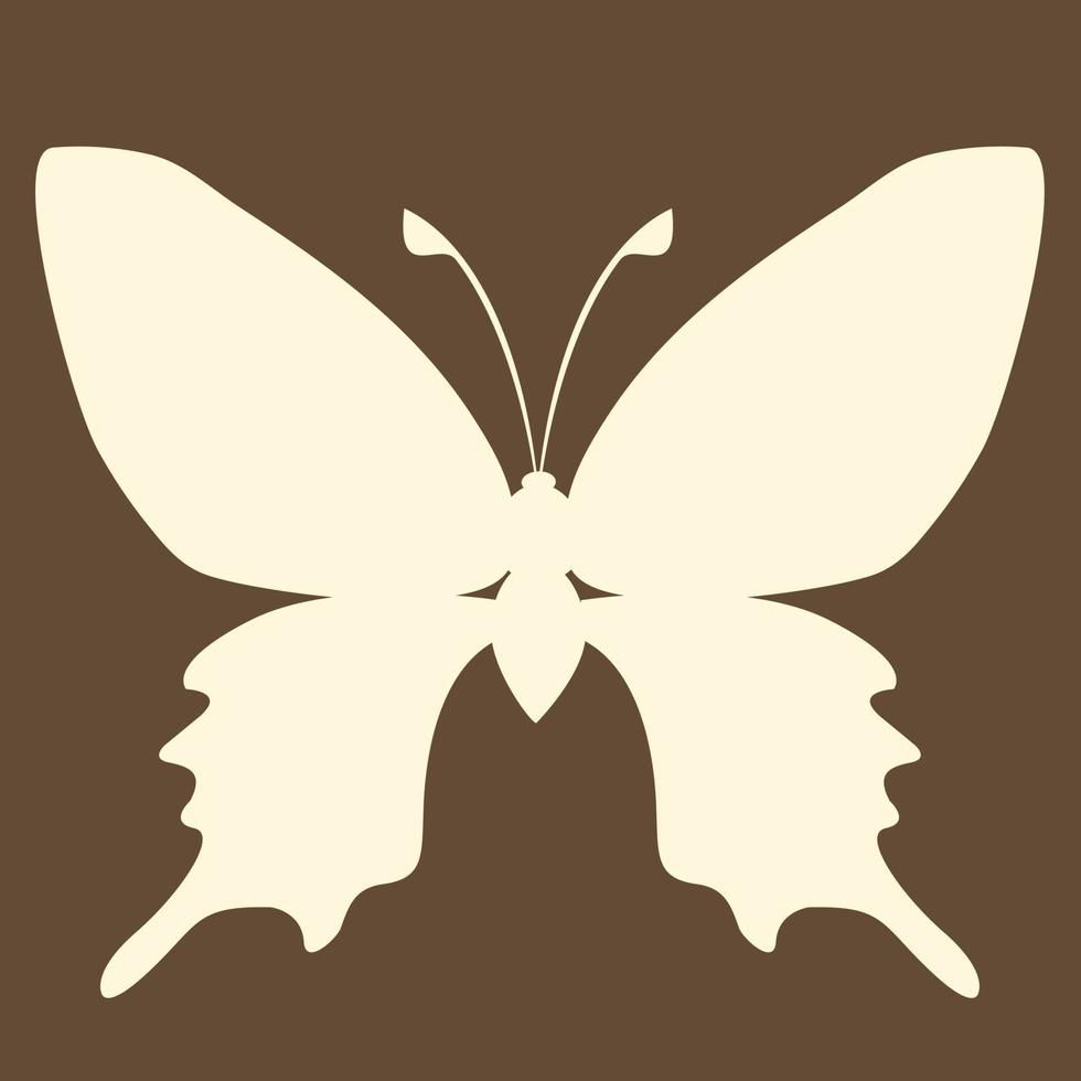 Butterfly insect silhouette outline on brown background vector