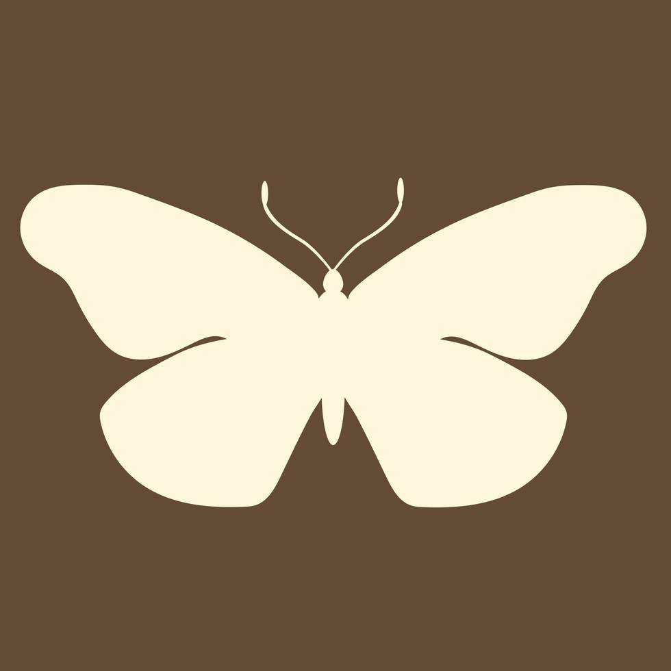 Butterfly insect silhouette outline on brown background vector