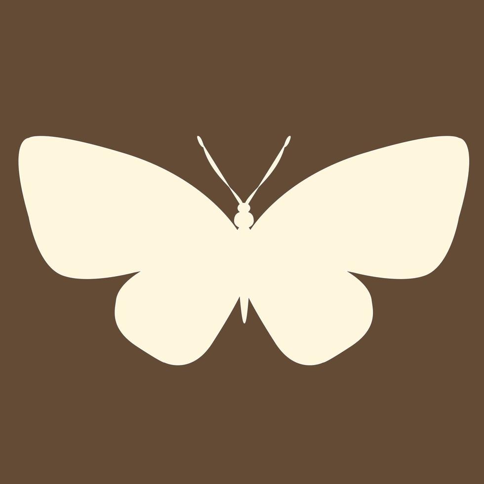 contorno de silueta de insecto mariposa sobre fondo marrón vector