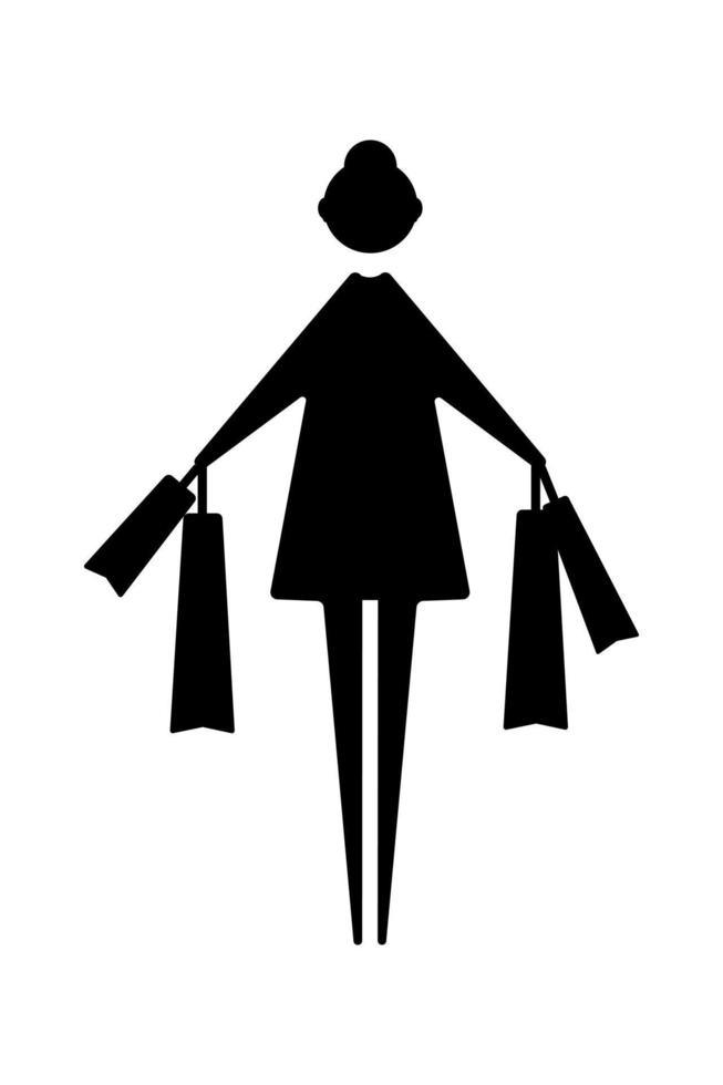 Icon of woman with shopping bags isolated on white background vector