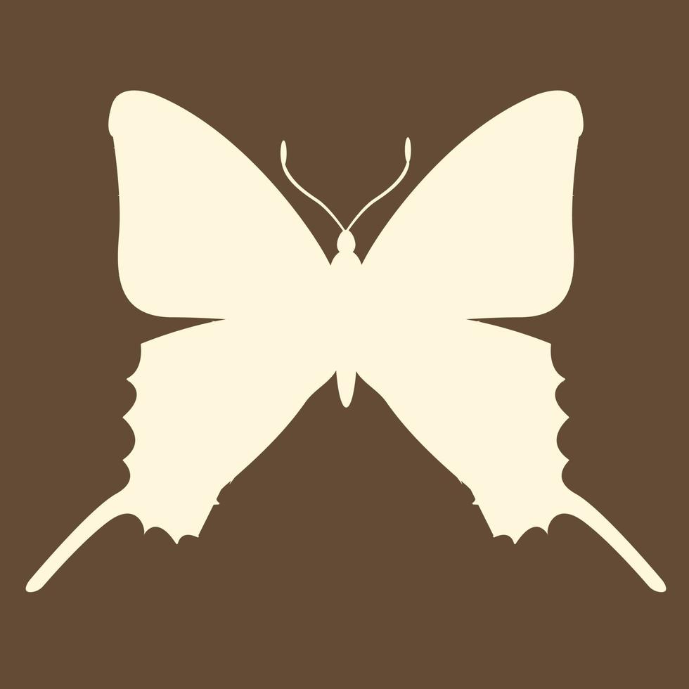 Butterfly insect silhouette outline on brown background vector