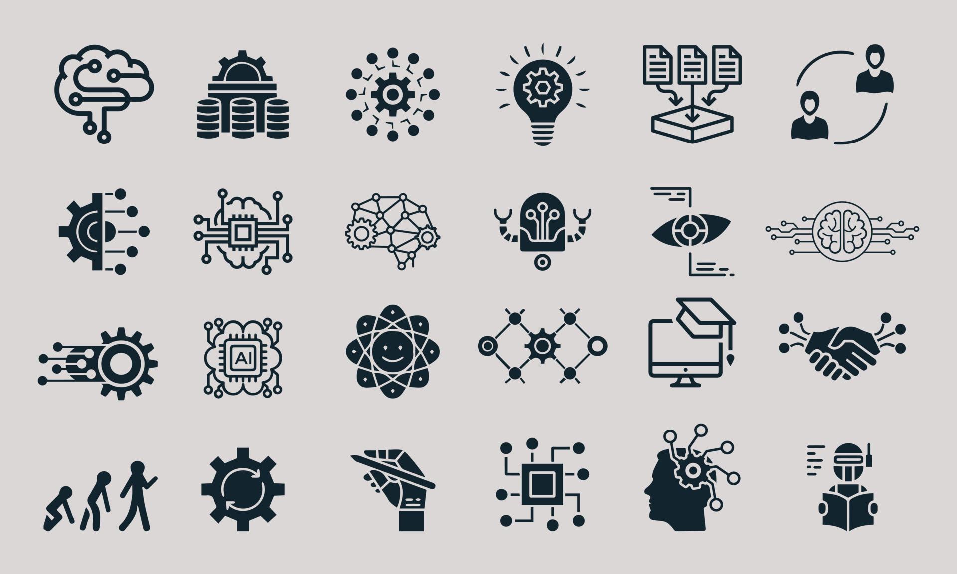 Machine Learning Concept Icons Set Contains Such Icons Algorithm Data