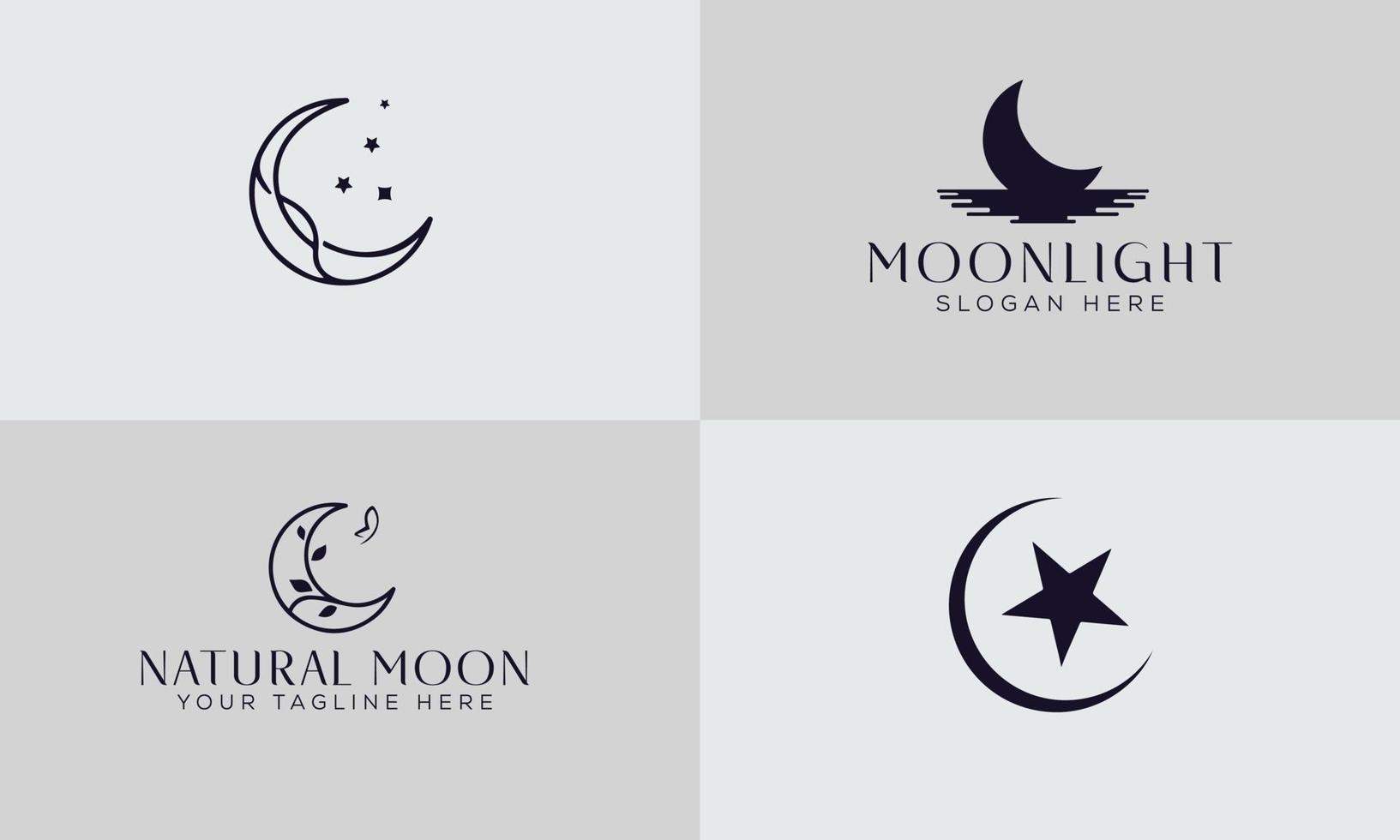 Set of simple moon icons. Outline stroke object. Linear signs pack. Perfect for your website design, logo, app, UI. Vector Editable