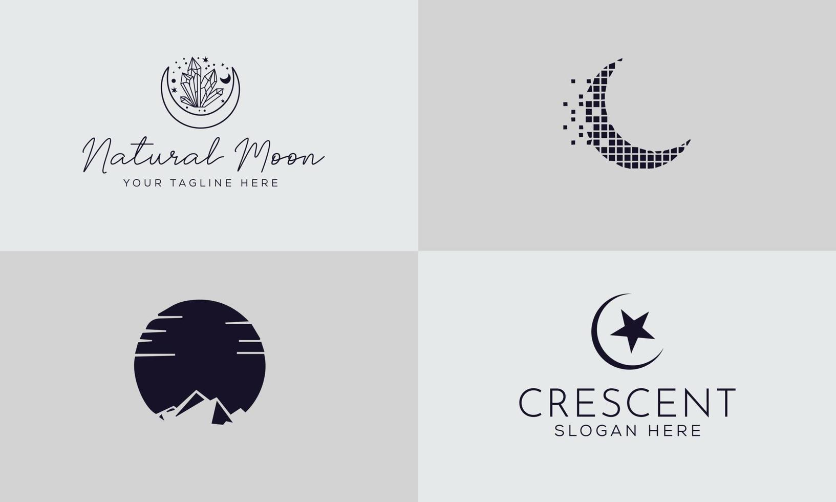 conjunto de iconos de línea de luna simple. logo para sueño, luna natural, mubarak, eid, infancia, luz de luna, luna de playa. perfecto para aplicaciones web y móviles. vector