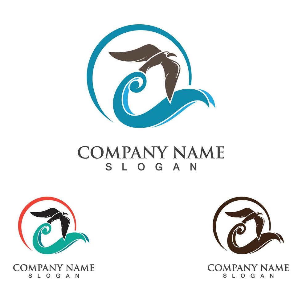 Seagull Logo design, themes, templates graphic elements wildlife animal vector