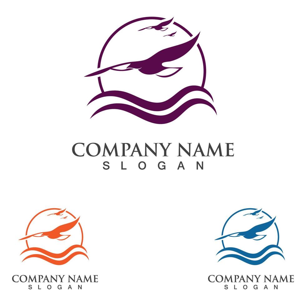 Seagull Logo design, themes, templates graphic elements wildlife animal vector