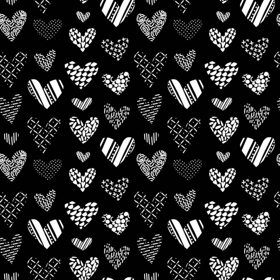 monochrome pattern with hearts for decoration vector