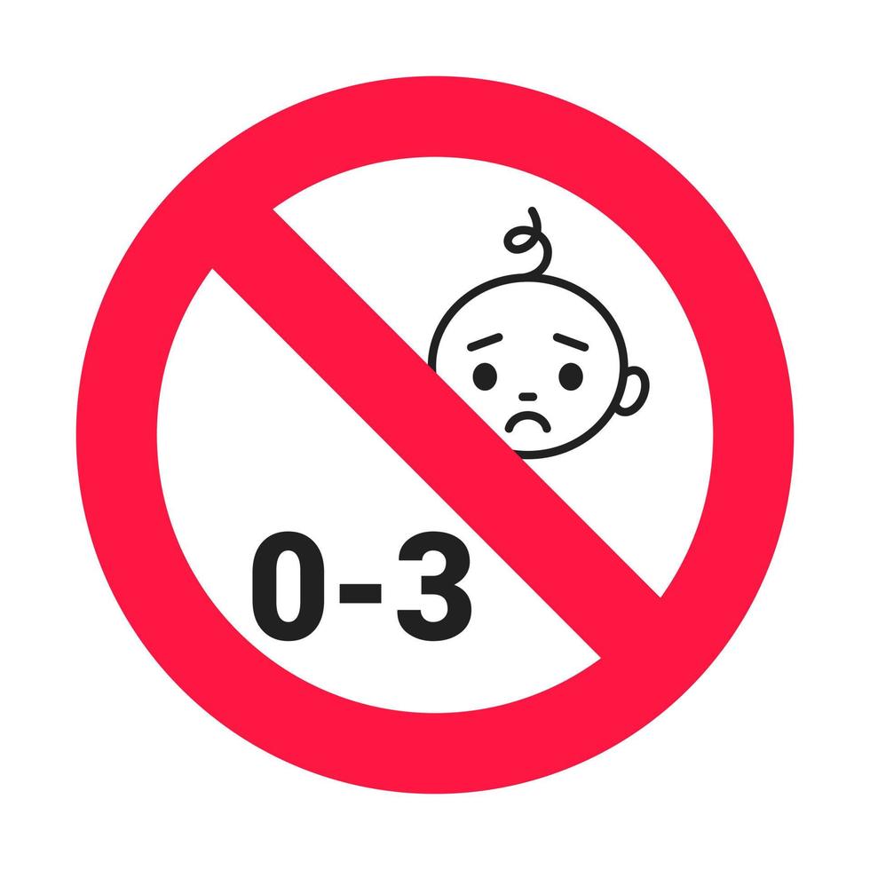 Choking hazard forbidden sign sticker not suitable for children under 3 years isolated on white background vector