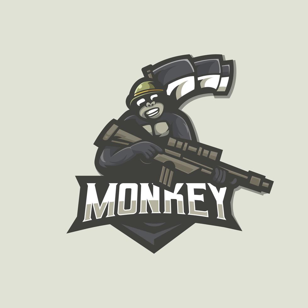 Illustration of monkey wearing gun vector