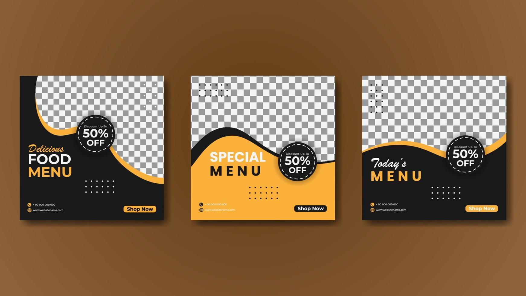 Set Food Banner Design for Social Media Post vector