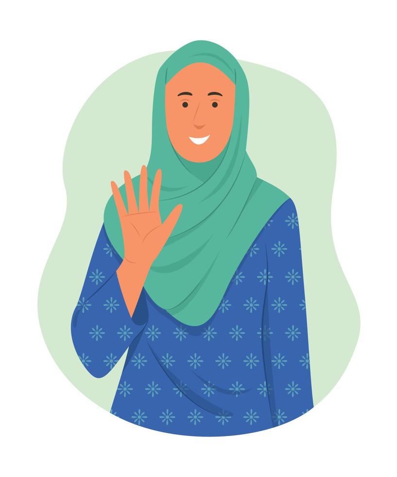 saludo de mujer musulmana. vector