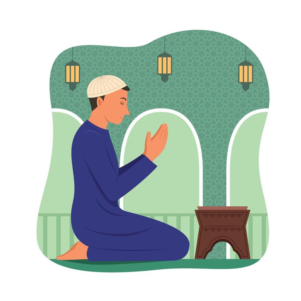 Muslim Man Praying to the God. vector