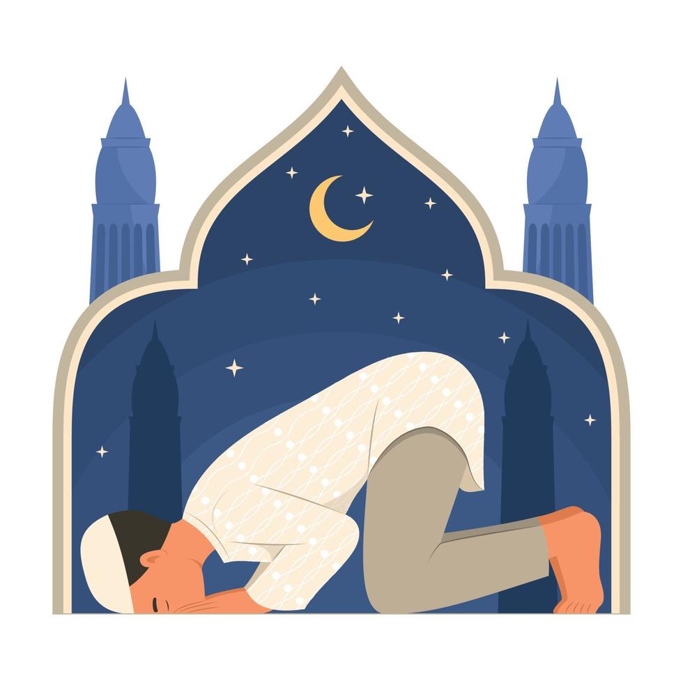 Muslim Man Praying to the God. vector