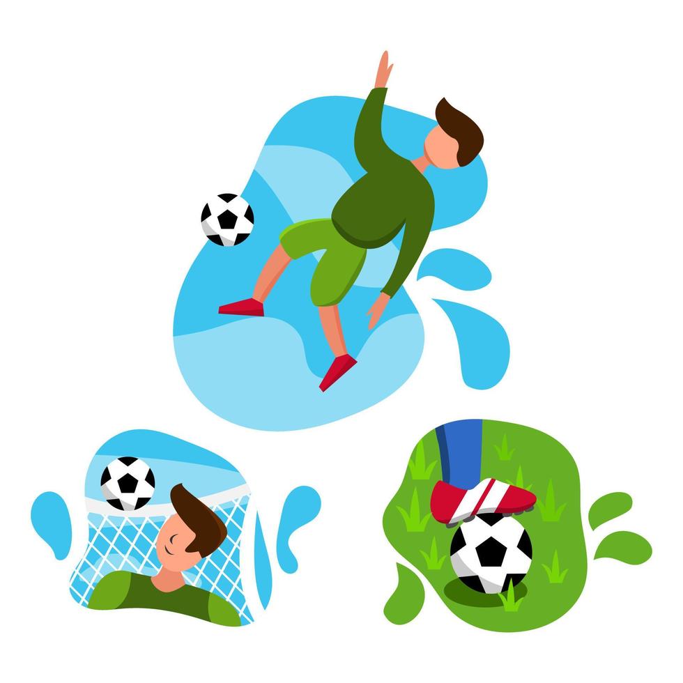 conjunto de ilustración de fútbol plano vector