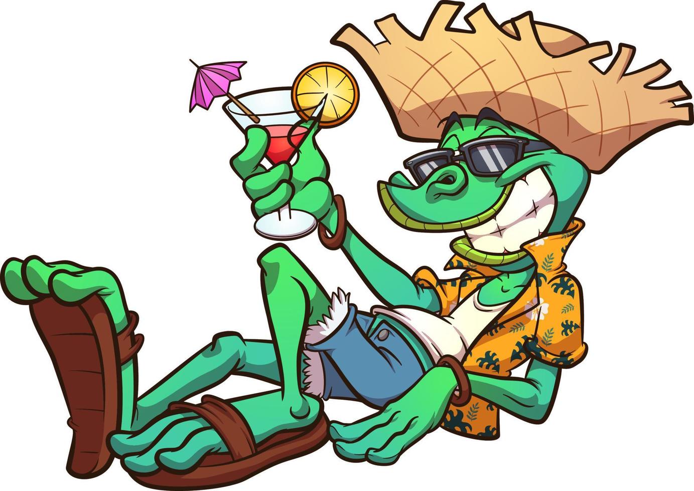 Cartoon vacation iguana vector