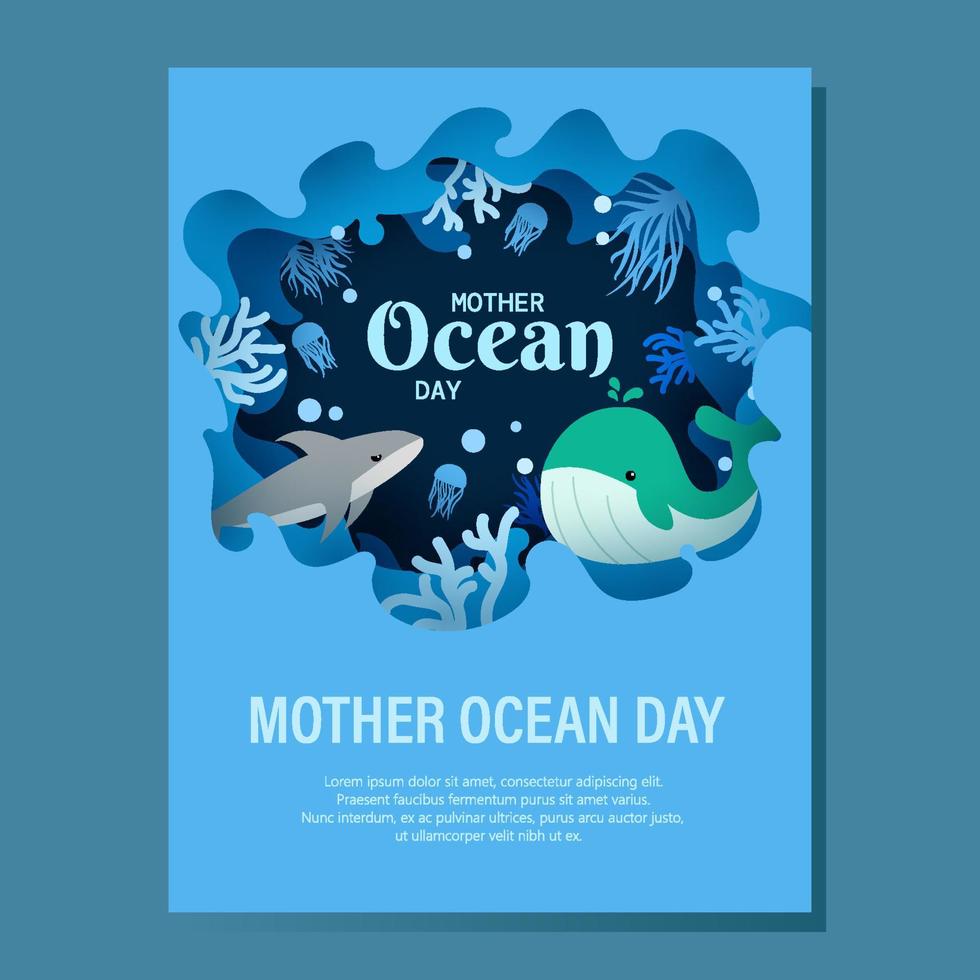 Mother Ocean Day Poster vector