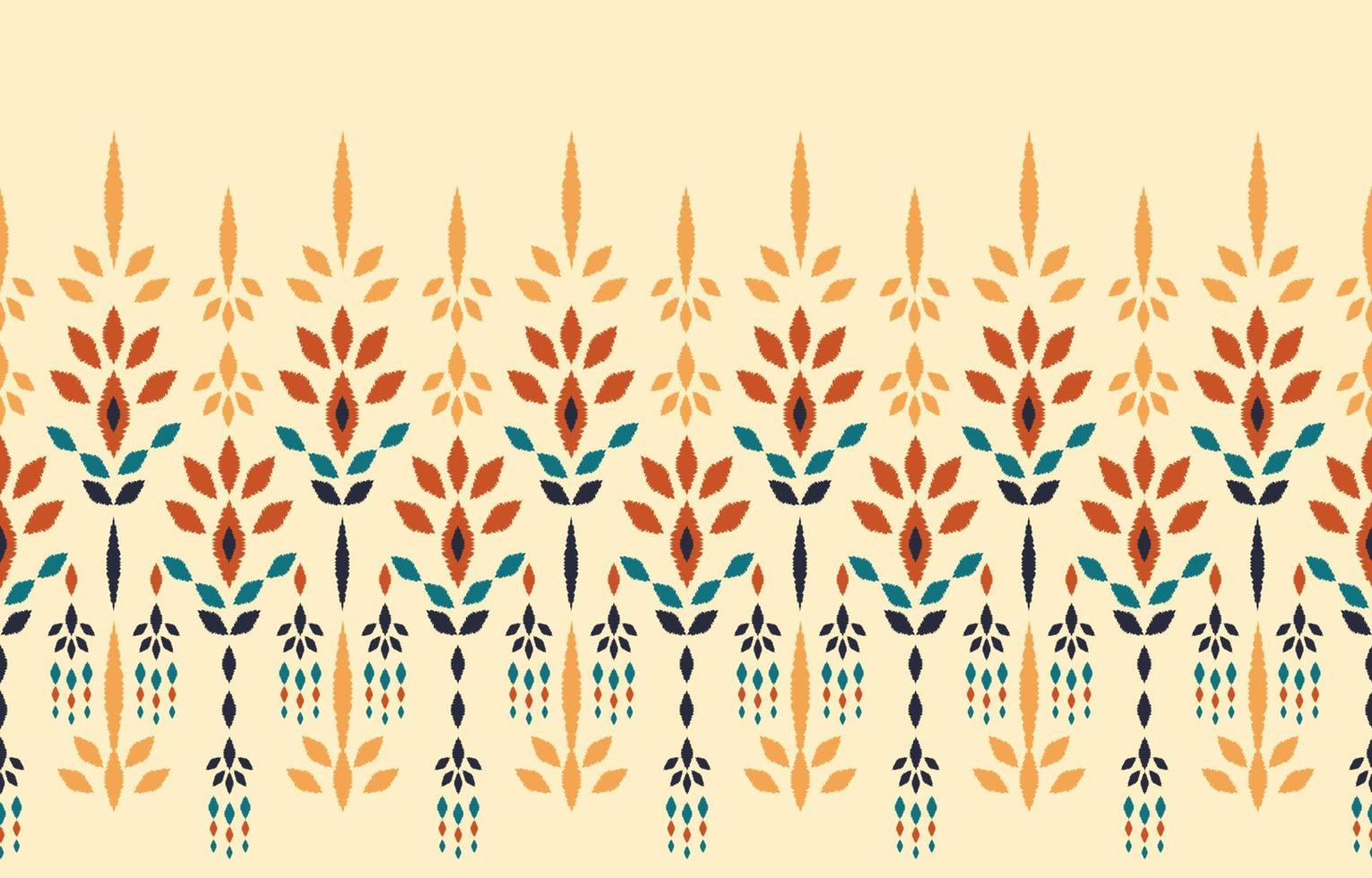 hermoso arte abstracto étnico ikat. patrón de kasuri sin costuras en bordado tribal, popular, estampado de adorno de arte geométrico floral. diseño para moqueta, papel pintado, ropa, envoltura, tela, cubierta. vector