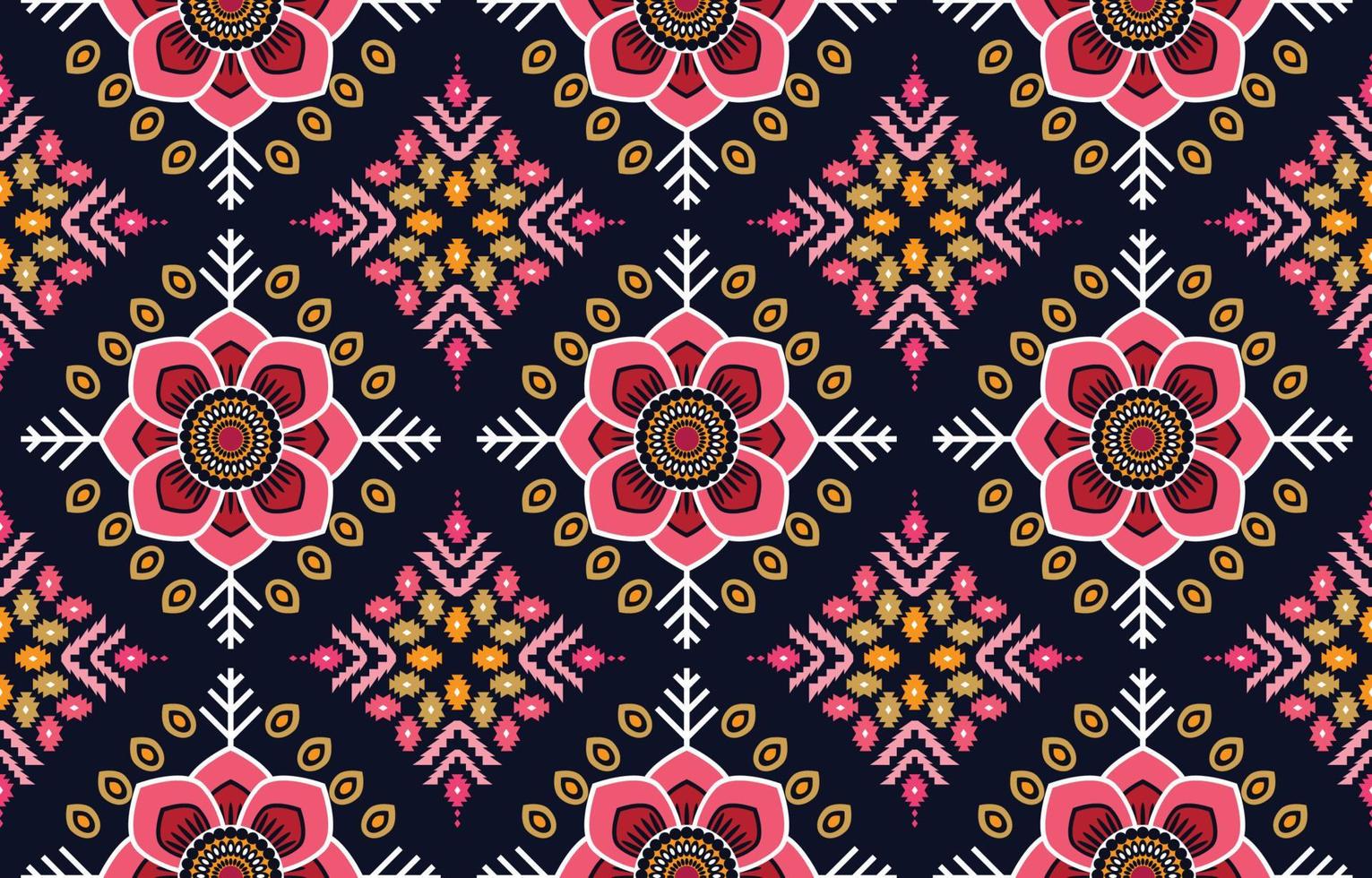 Ethnic abstract fabric. Seamless pattern in tribal, African wax print kitenge floral motifs vector. Aztec geometric art ornament.Design for carpet, wallpaper, clothing, wrapping, fabric, cover, dress vector