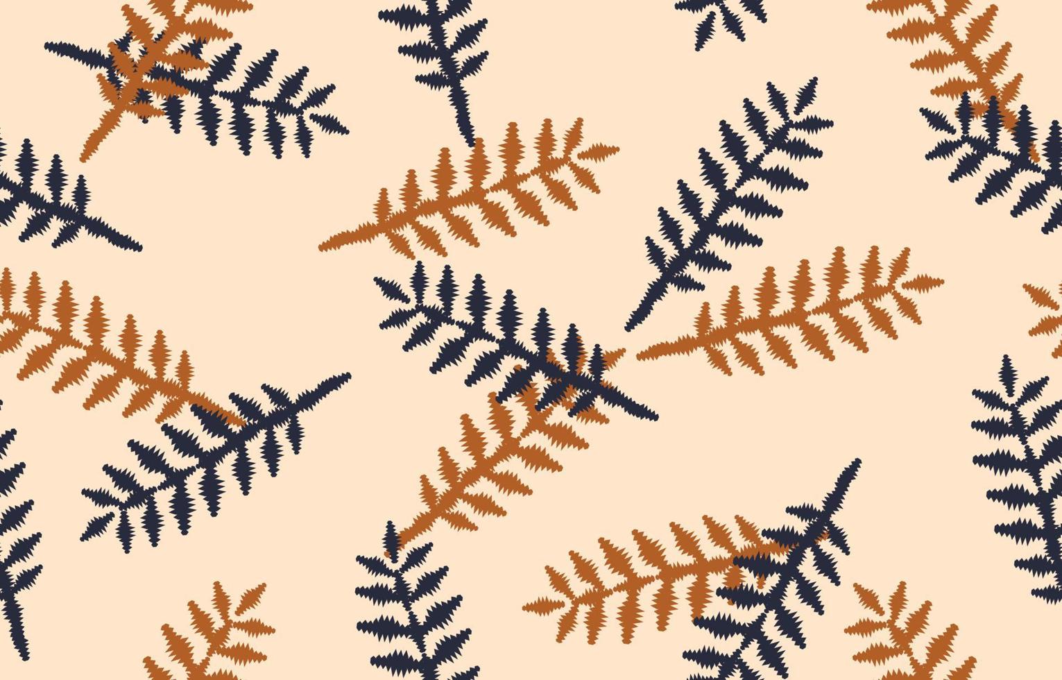 Ethnic leaf background art. Seamless pattern in tribal, folk embroidery, and Mexican style. Aztec geometric art ornament print.Design for carpet, wallpaper, clothing, wrapping, fabric, cover vector
