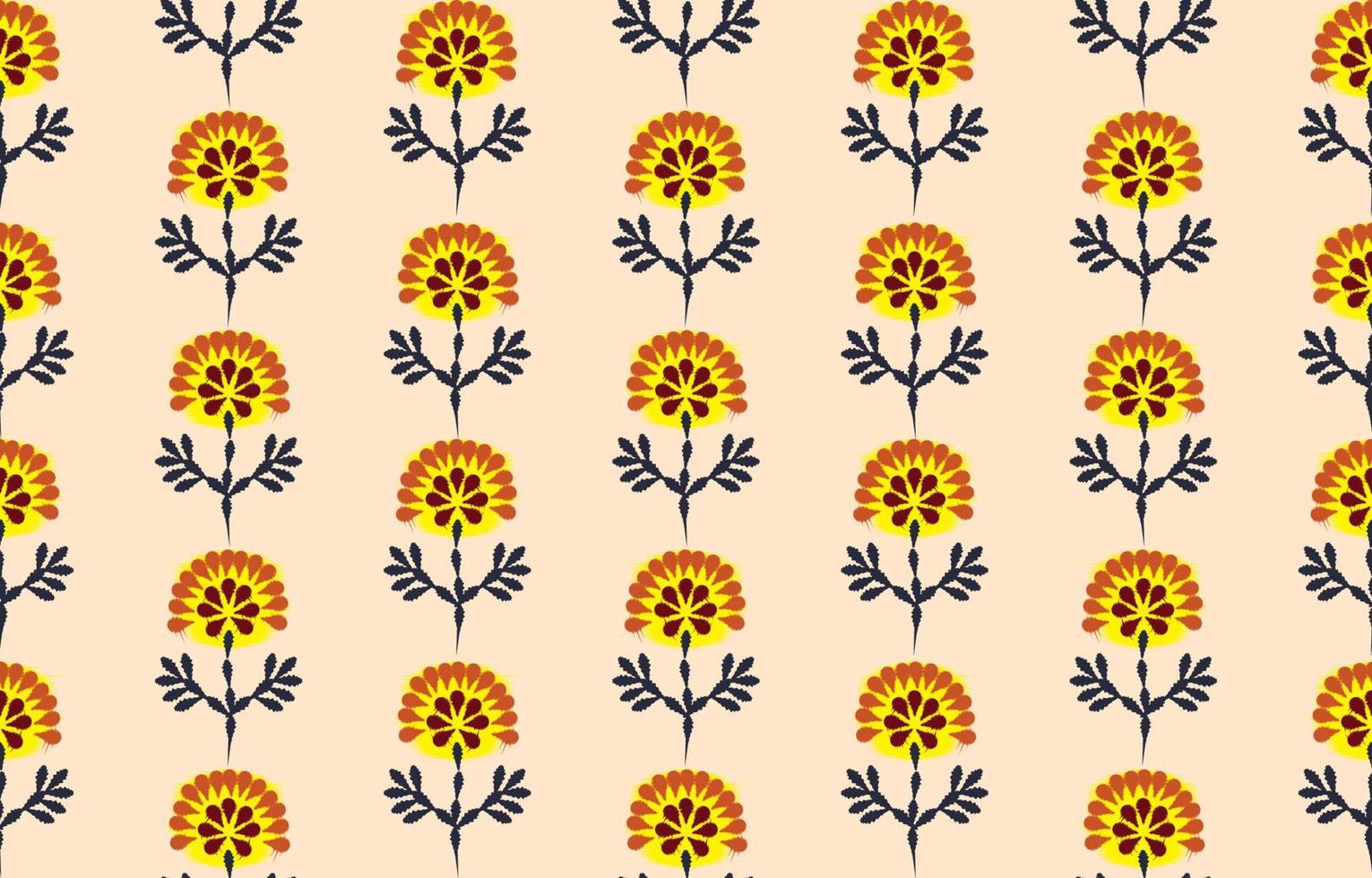 Beautiful Ethnic abstract ikat art. Seamless Kasuri pattern in tribal, folk embroidery, floral geometric art ornament print. Design for carpet, wallpaper, clothing, wrapping, fabric, cover. vector