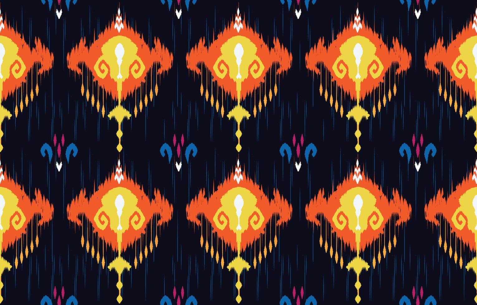 Beautiful Ethnic abstract ikat art. Seamless pattern in tribal, folk embroidery, and Mexican style. Aztec geometric art ornament print.Design for carpet, wallpaper, clothing, fabric, cover, textile vector