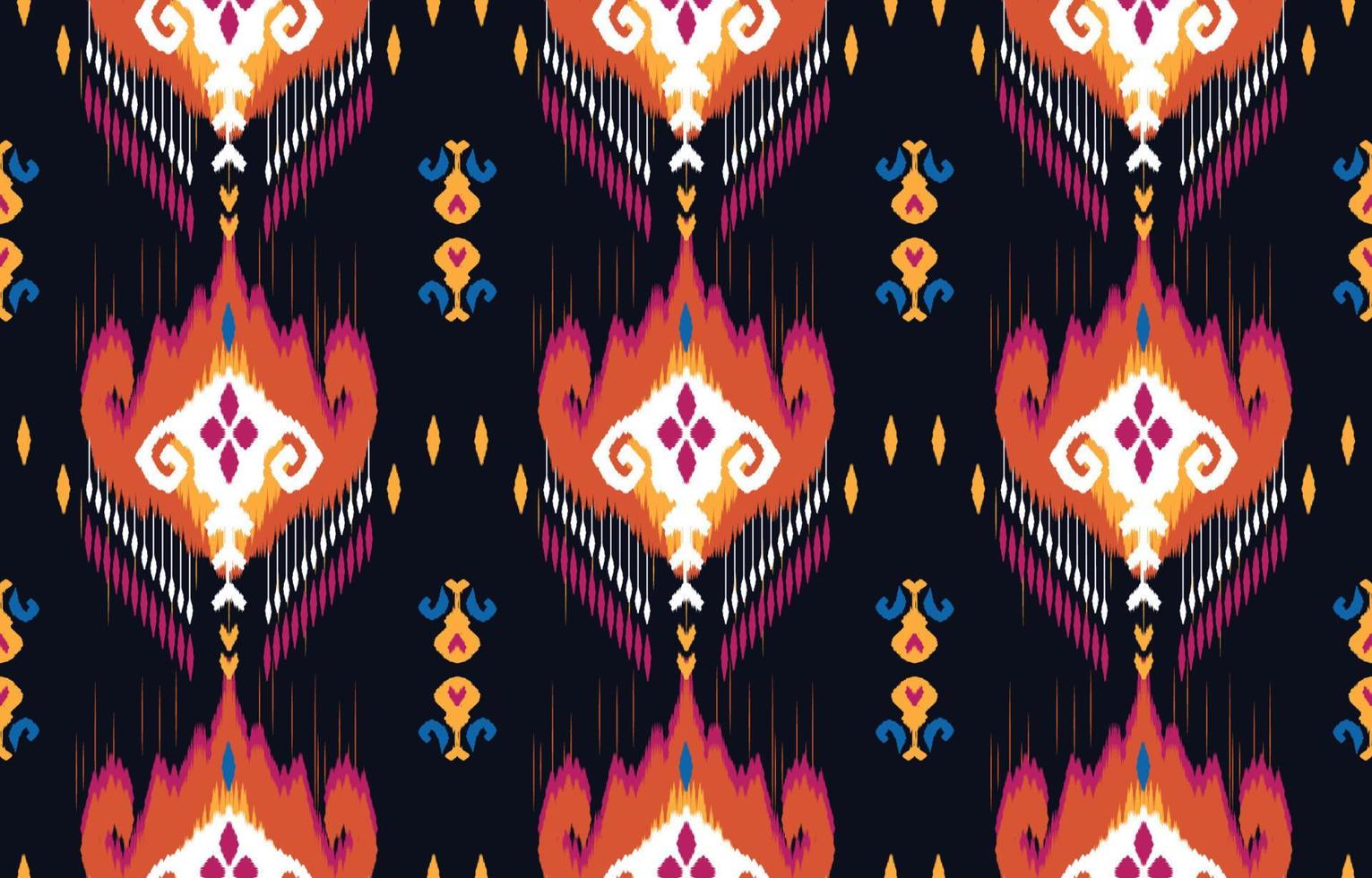 Beautiful Ethnic abstract ikat art. Seamless pattern in tribal, folk embroidery, and Mexican style. Aztec geometric art ornament print.Design for carpet, wallpaper, clothing, fabric, cover, textile vector