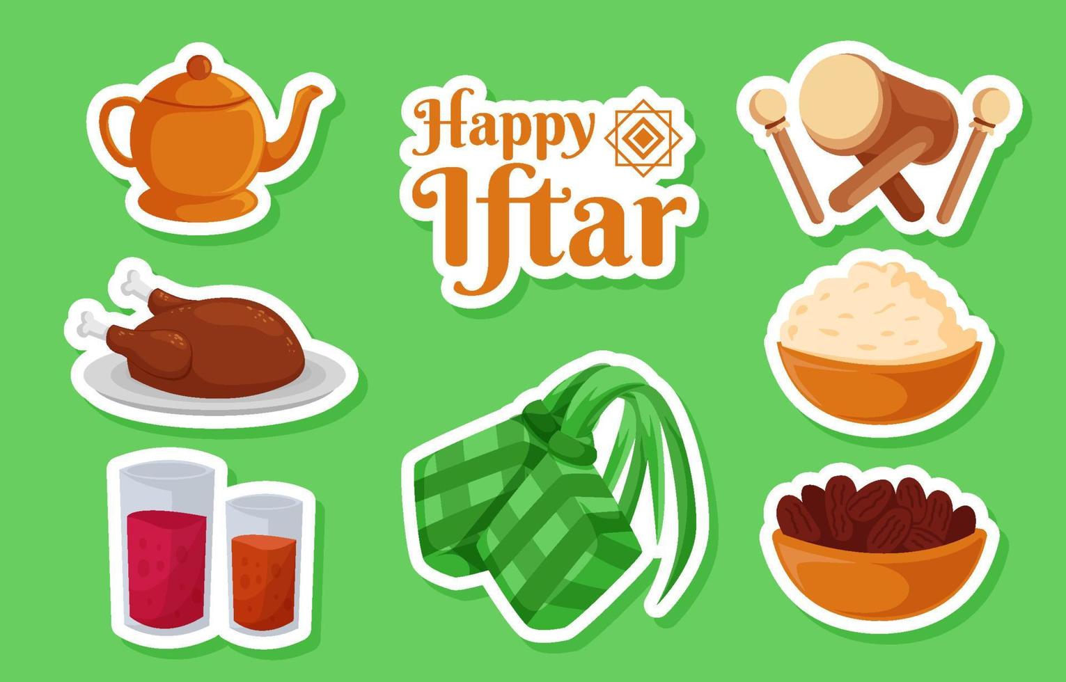 conjunto de pegatinas de ramadán iftar vector