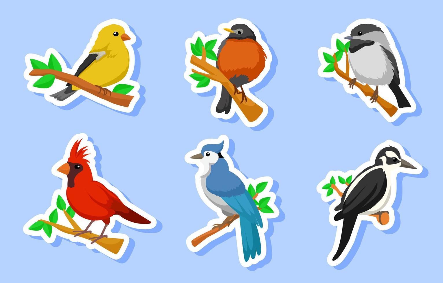 Spring Bird Sticker Set vector