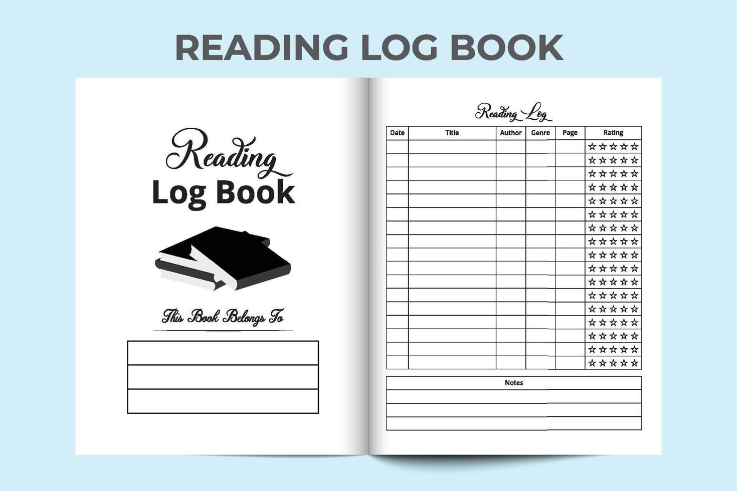 Reading log book interior. Book reading journal and reader expression  tracker template. Reading review journal interior. Interior of a notebook.  Book review tracker journal. 6082798 Vector Art at Vecteezy