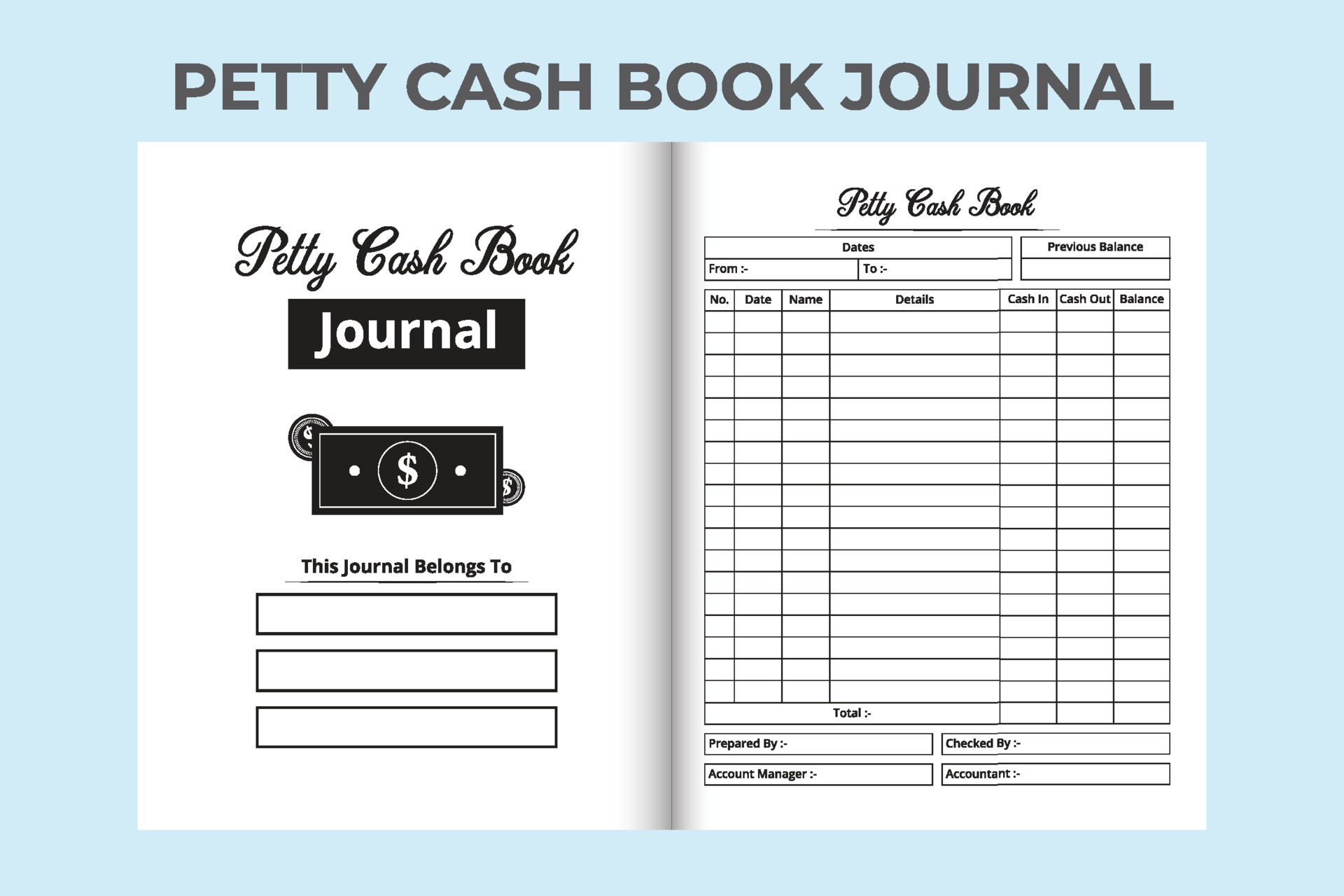 Petty Cash Book Template Interior Cash In And Cash Out Tracker Logbook 