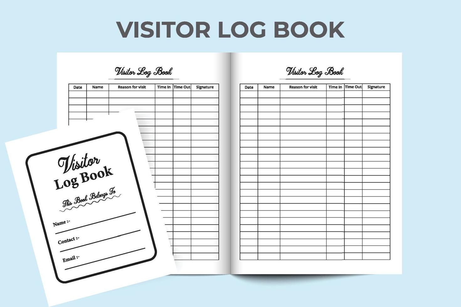Visitor log book template interior Visitor timing tracker notebook