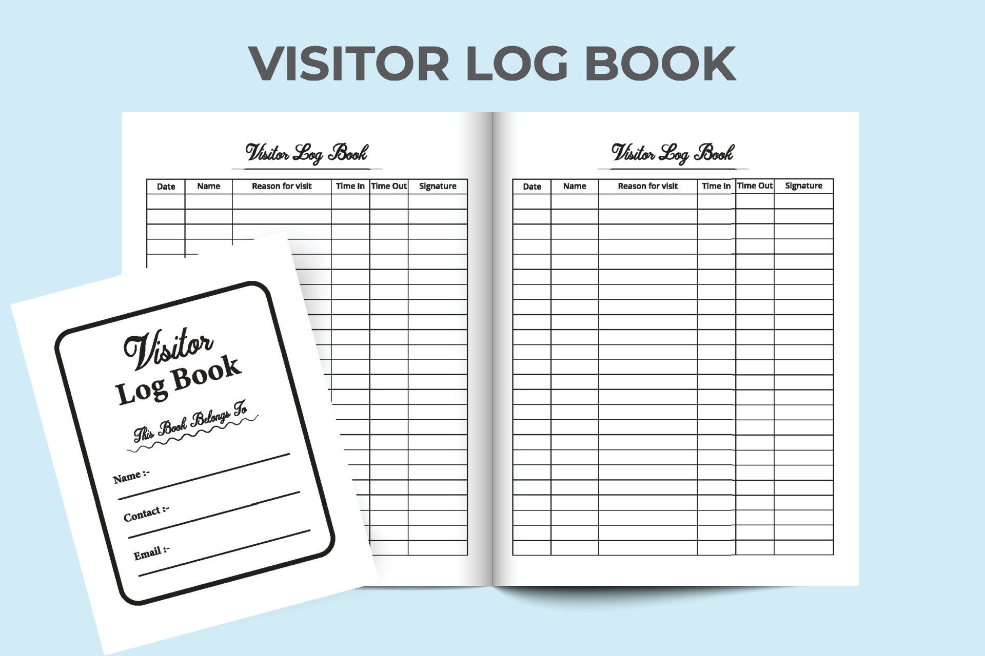 Visitor log book template interior Visitor timing tracker notebook