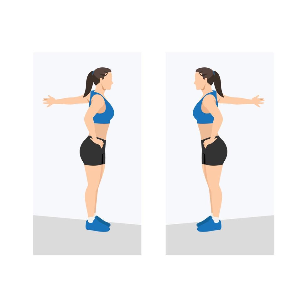 Woman Chest stretch exercise. Flat vector illustration isolated on white background