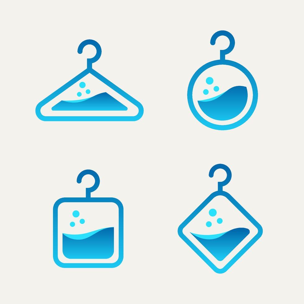 conjunto de logotipo plano de arte de línea de lavadora de ropa vector