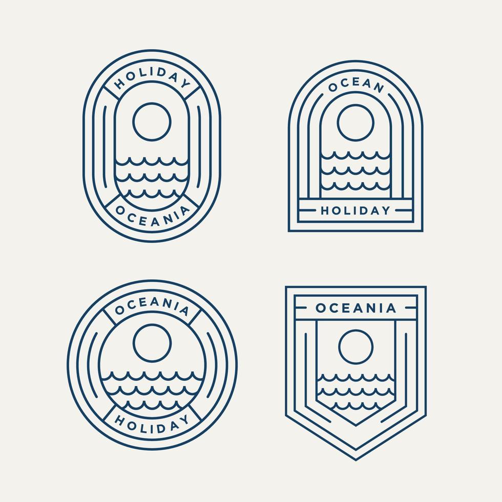 set of ocean summer minimalist line art logo icon vector