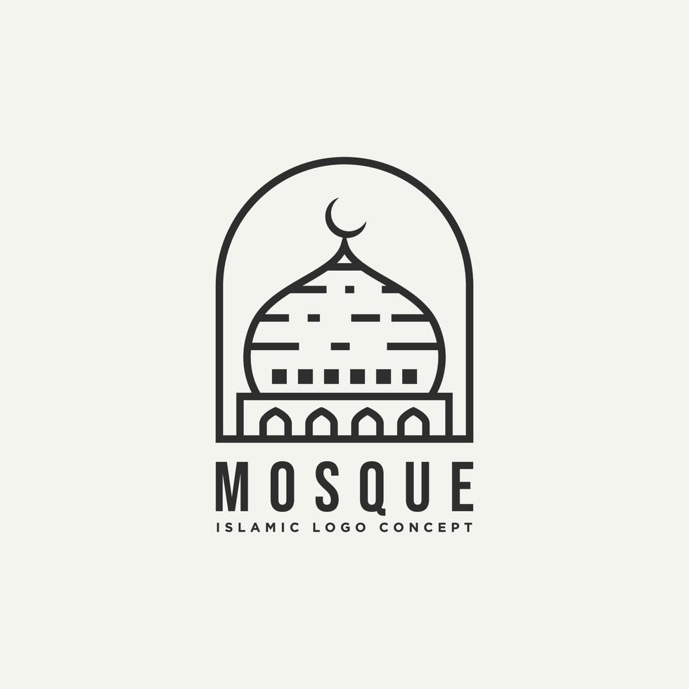 mosque dome minimalist line art badge logo icon vector