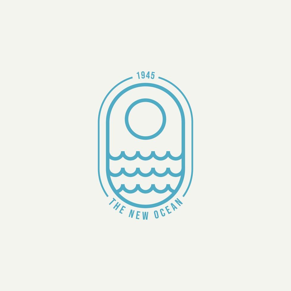 ocean wave minimalist line art badge logo icon vector