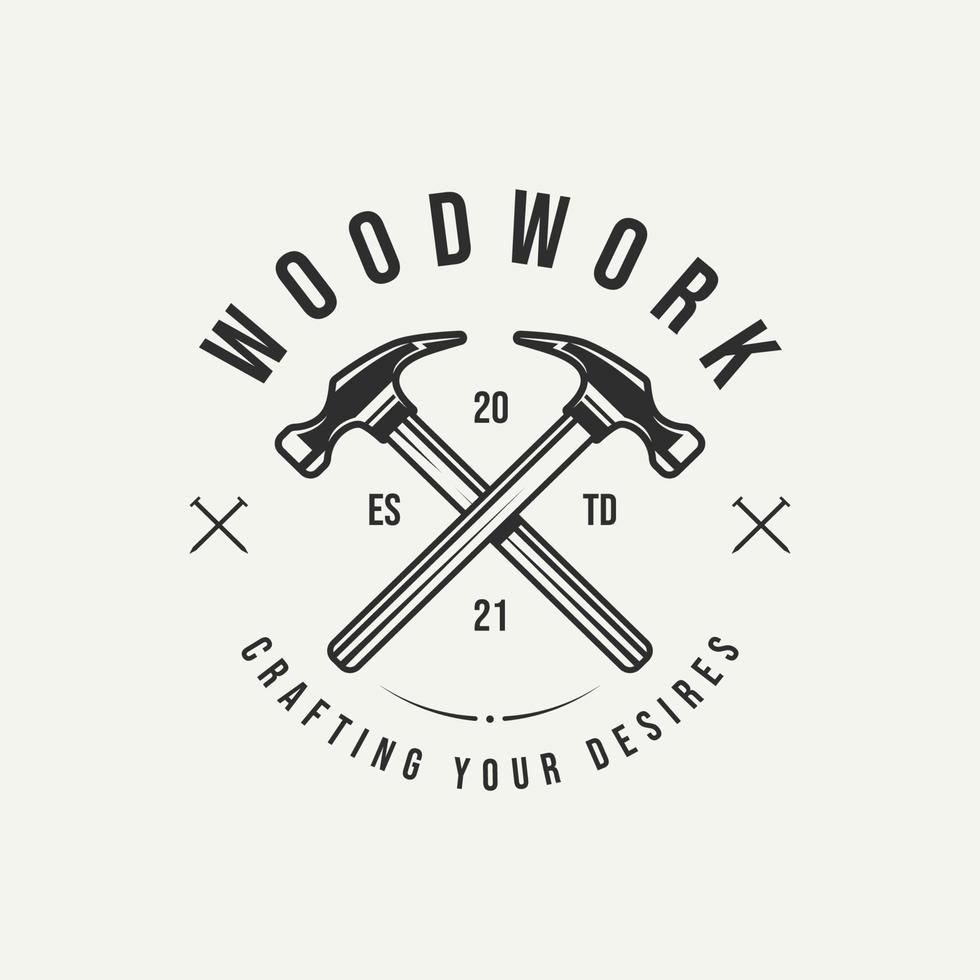 woodwork carpentry vintage badge logo icon design vector