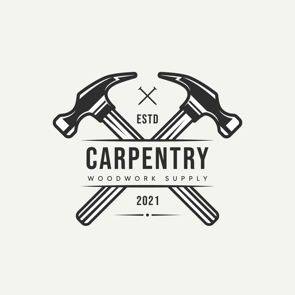 cross hammer carpentry vintage logo icon design vector
