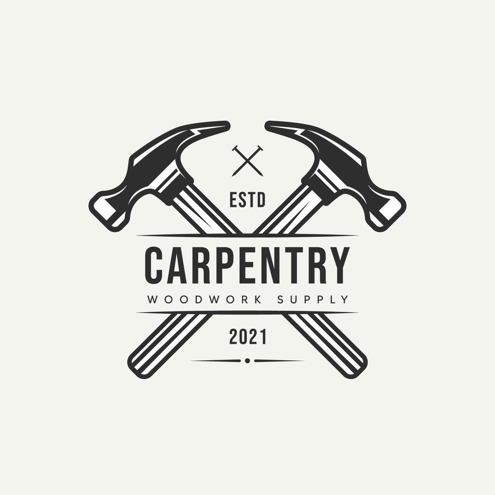 cross hammer carpentry vintage logo icon design vector