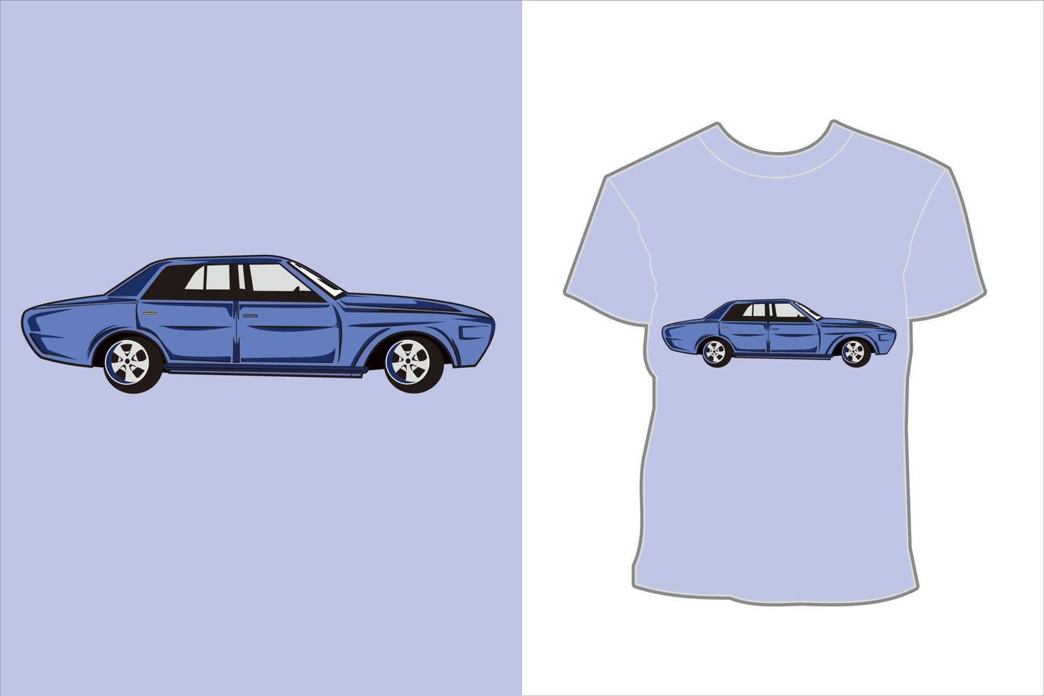 diseño de camiseta de ilustración de coche viejo de músculo azul vector