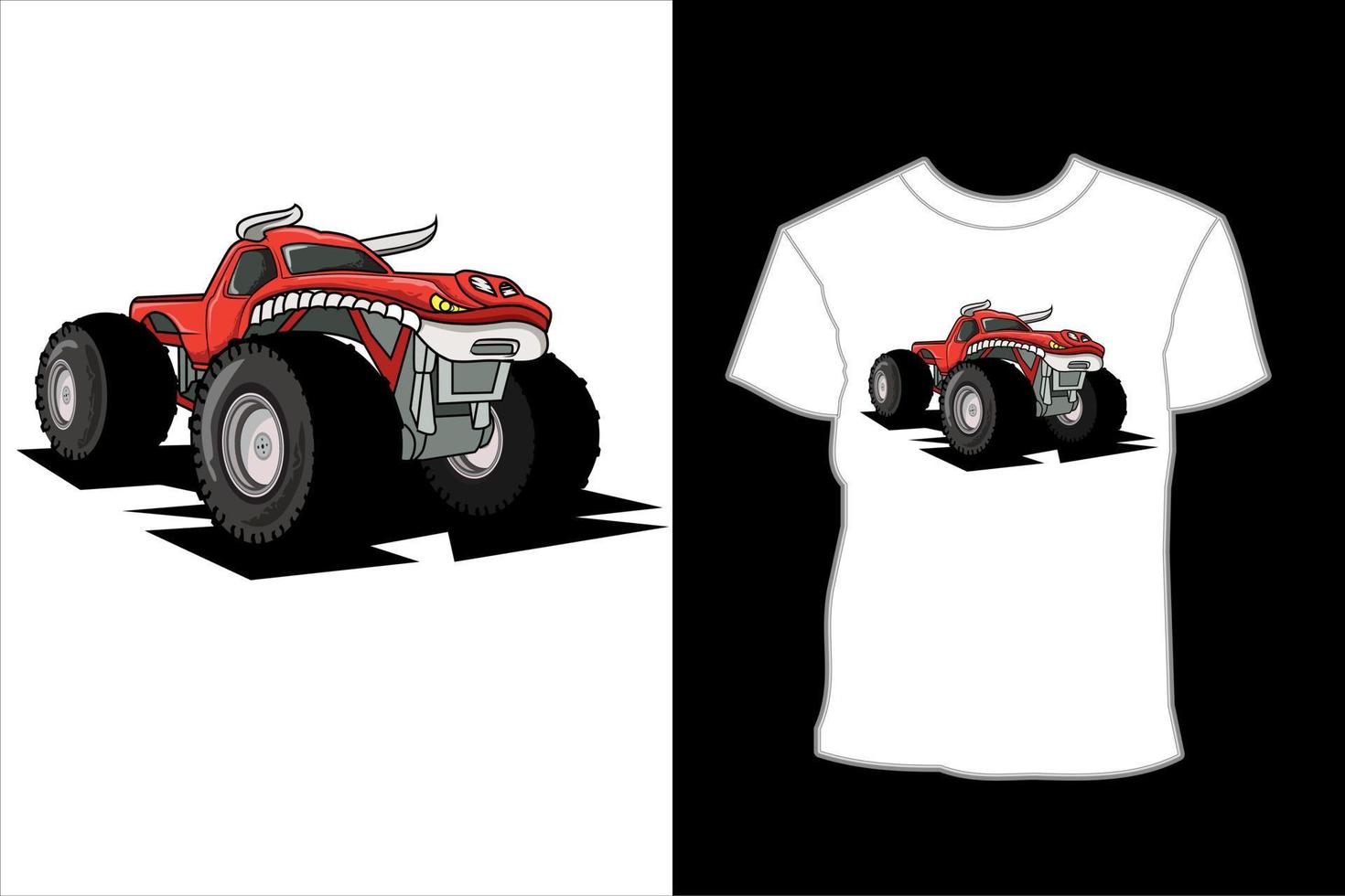 monster truck character vector  illustration t shirt design